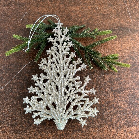 Silver Glitter Christmas Tree Ornament - Picture 1 of 9